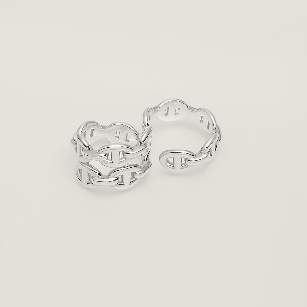 Chaine d'ancre Enchainee double ring - Silver | Hermès Canada